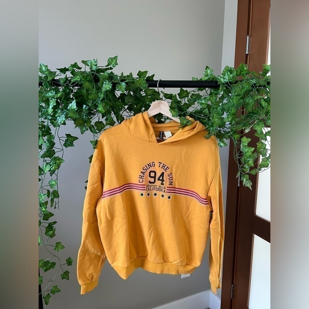 Yellow pocketless H&M Chasing the sun large hoodie